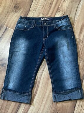 Angels Jeans dark wash low rise denim capris cuffed 00s Y2K size 11